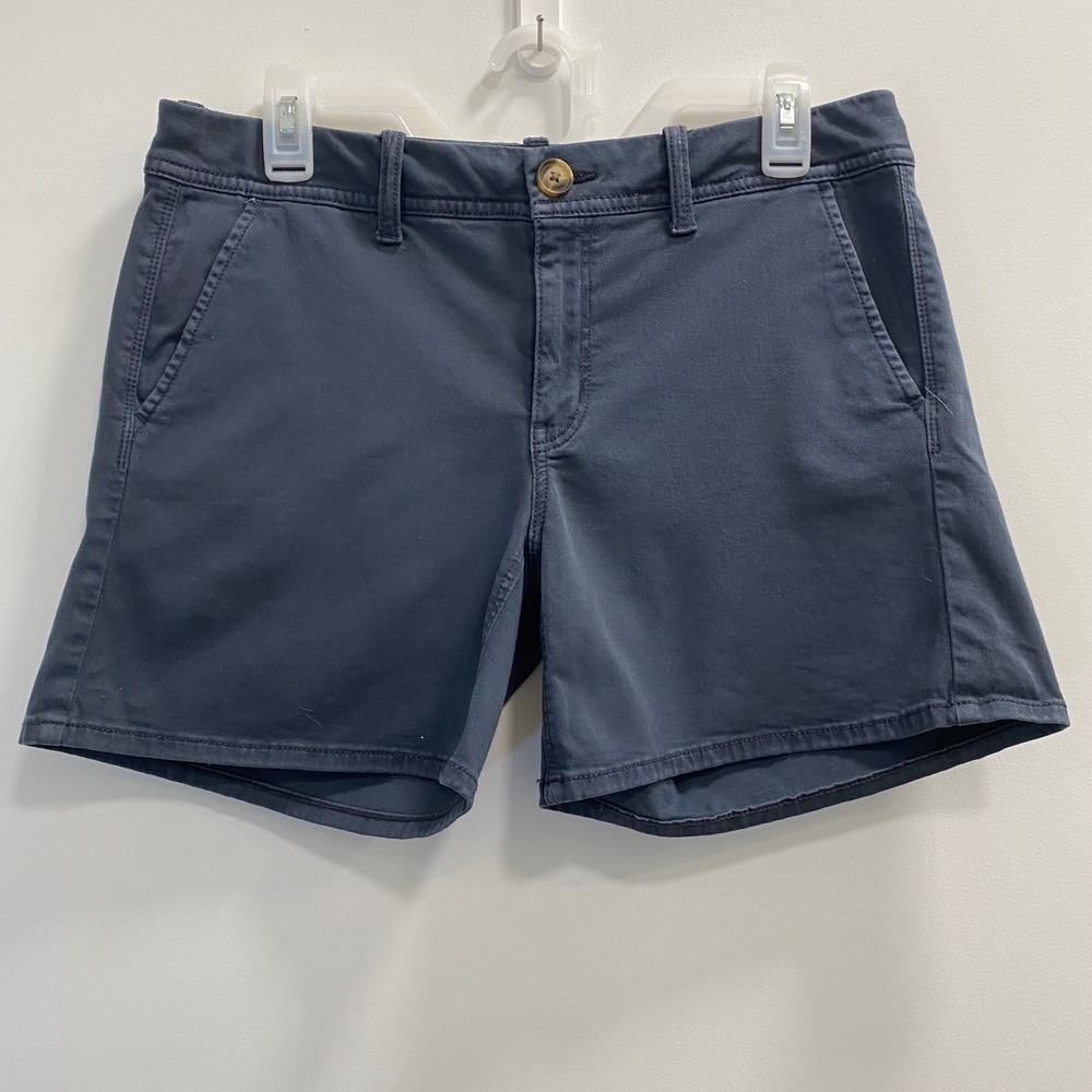 American Eagle Midi Shorts Women Sz 10 Blue Super Stretch X Chino Preppy Core